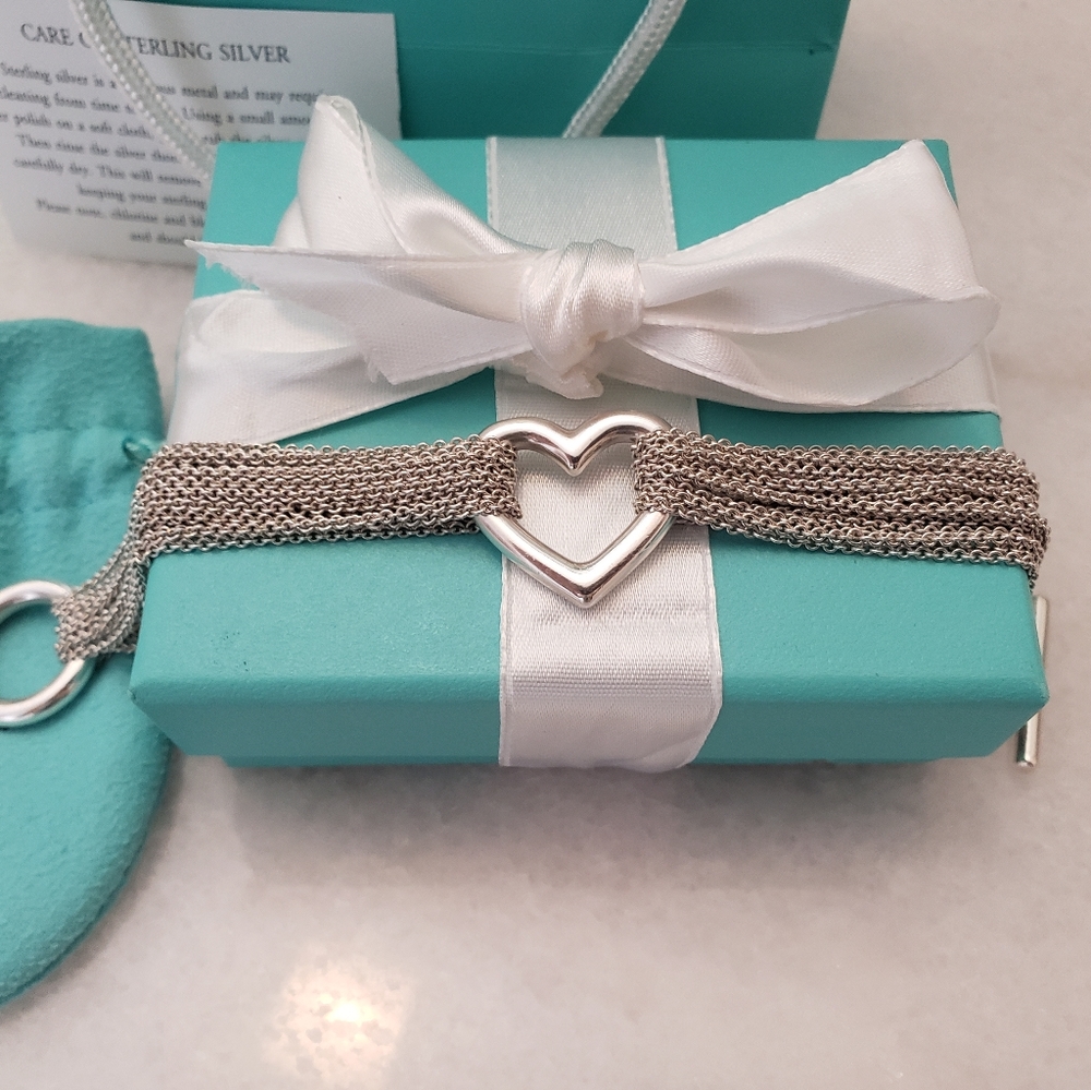 Tiffany & Co Multi Chain Open Heart Bracelet